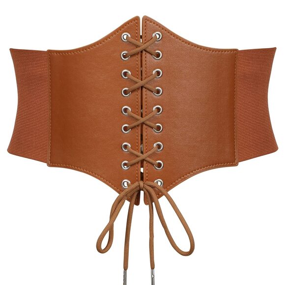 Women’s Elastic Costume Waist Belt Lace-up Tied Waspie Halloween Corset 4758